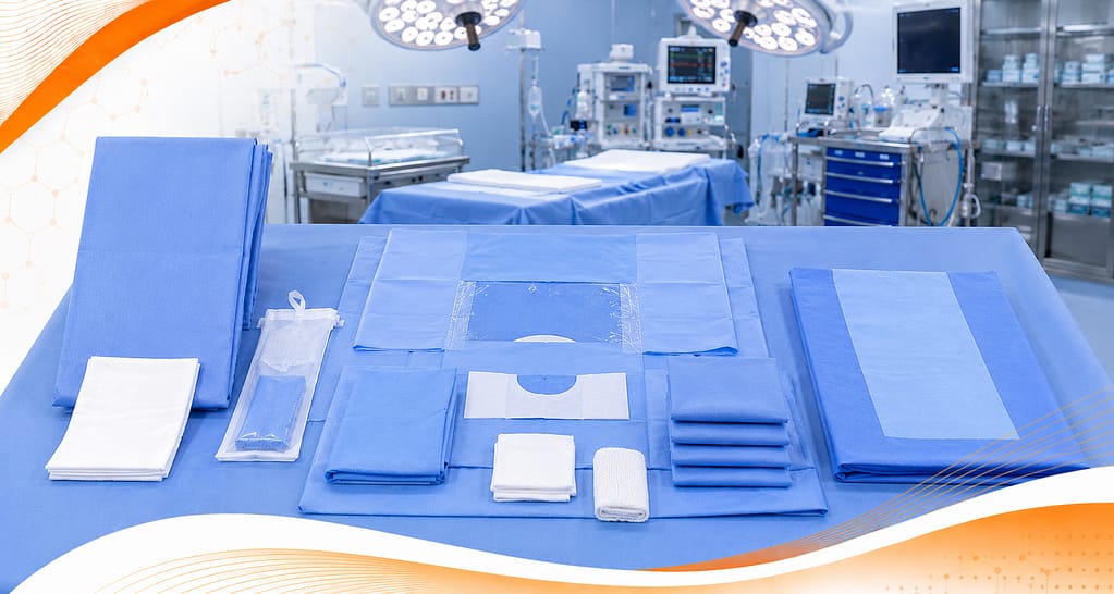 Sterile cesarean section surgical pack designed for obstetric procedures including drapes, fluid management, and operating room setup materials