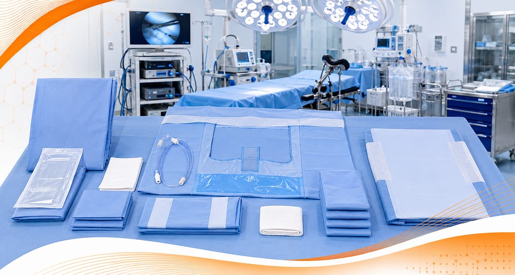 Sterile arthroscopy surgical pack designed for minimally invasive orthopedic procedures with drapes, covers, and operating room accessories