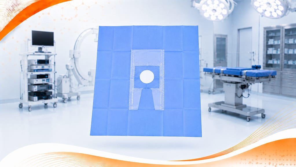 Sterile gynecological and urological surgical drape for lithotomy procedures with fluid management and reinforced patient coverage