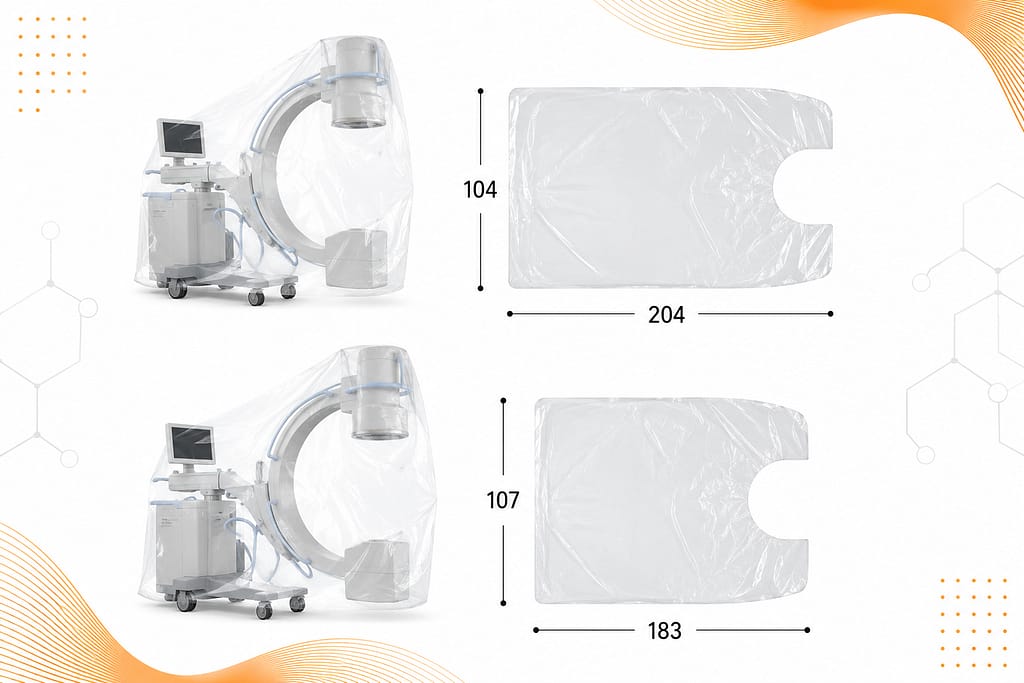 Sterile C-arm equipment cover for protecting imaging systems during surgical procedures in operating rooms