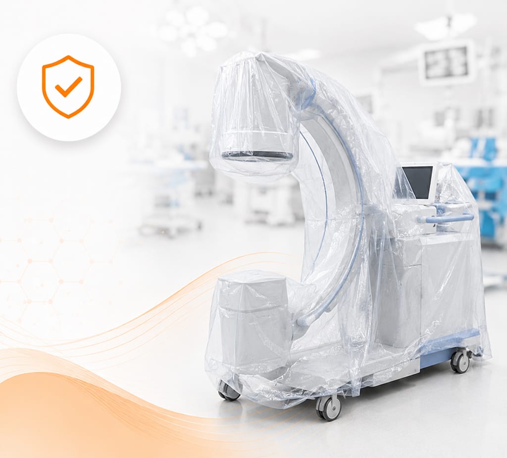 Sterile medical equipment cover for protecting imaging and surgical devices in operating rooms