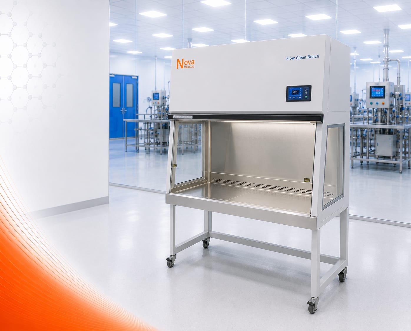 Laminar flow clean bench for sterile medical manufacturing and contamination-controlled processing environment