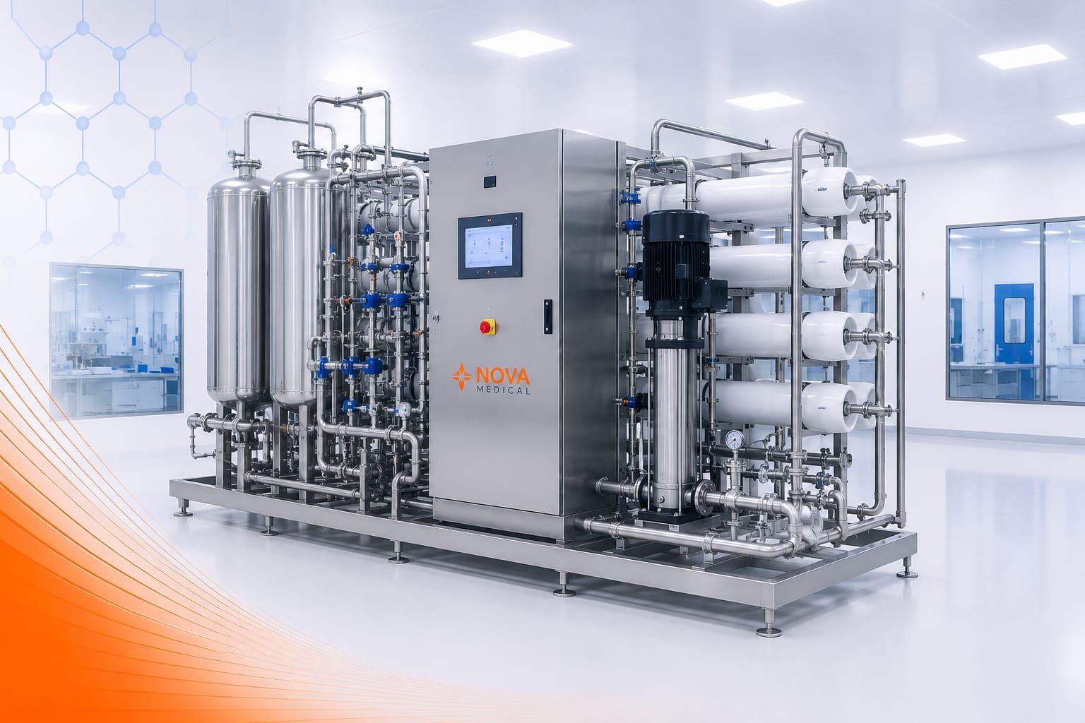 Ultrapure water system for medical manufacturing and sterile production processes requiring high-purity water
