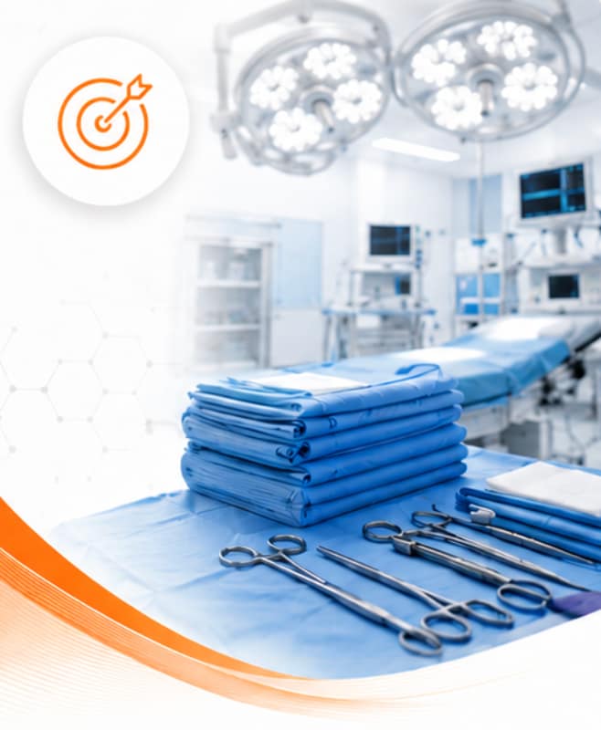 Sterile surgical instruments and medical equipment in hospital operating room environment